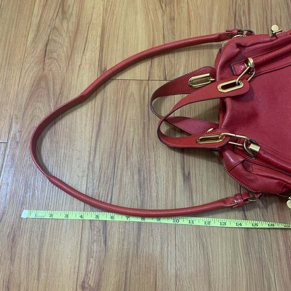 Chloé Paraty Shoulder Red Leather Bag - Picture 12 of 14